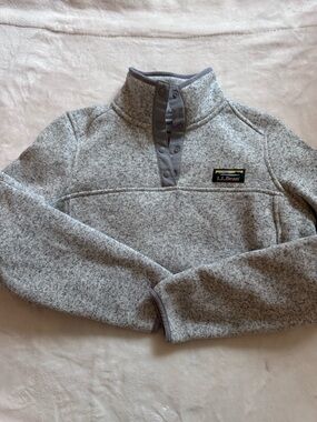 Women’s XS L.L. Bean Heather Gray Snap-Front Fleece Pullover